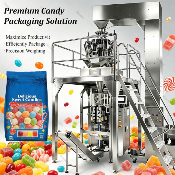 Food Grade Automatic Weighing Gummy Cotton Candy Bulk Candy Packaging Machine